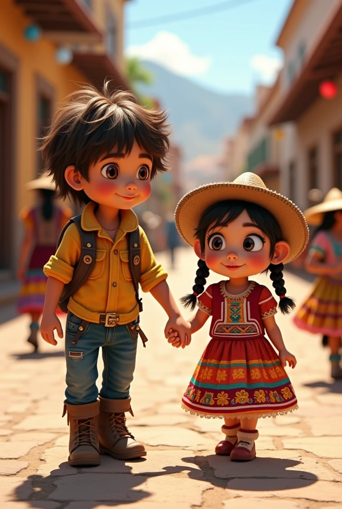 create an image based on this Lucho: Martina, What are the most important customs of Arequipa??
Martina: There are so many, Lucho... but, How about Don Pancho helps us discover them??
kitten : With pleasure, children! Arequipa is rich in traditions. Come on, I will show them.
