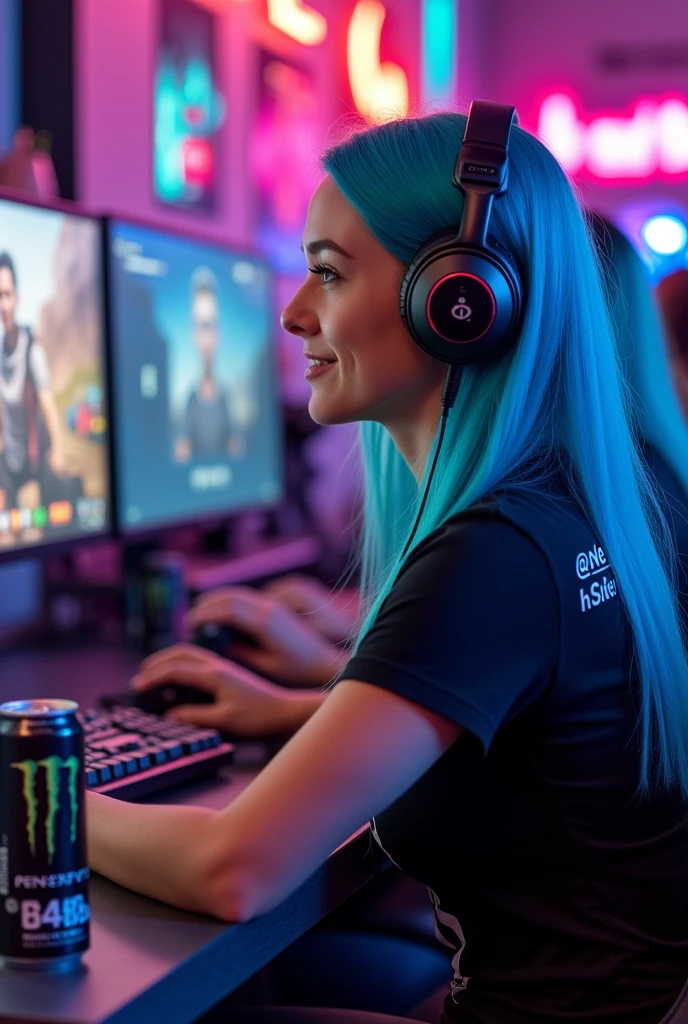 Several female gamers and the written shirt 
" @wesleytv646 "