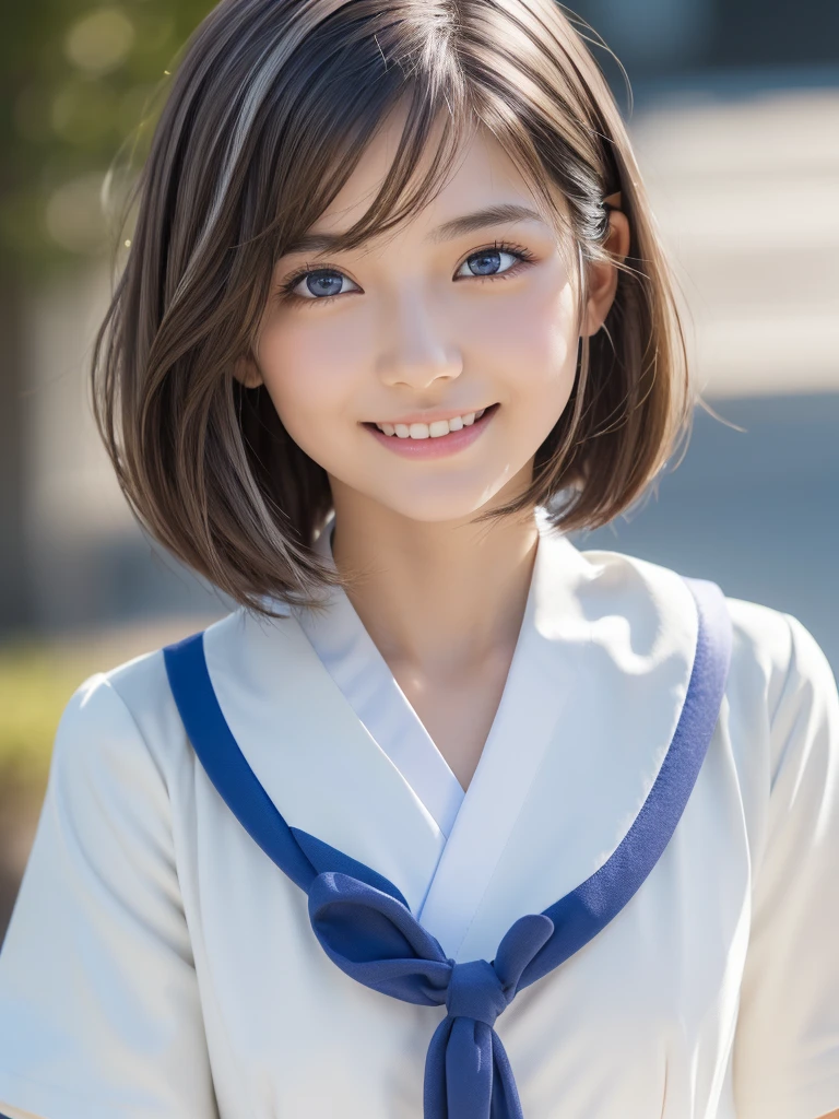 (A beautiful girl in a bright nordic setting, face lighting, realistic, cute, sexy, slim, extremely detailed eyes, droopy eyes,Attractive big shiny clear blue eyes, cutei eyes,beautiful eyes,extremely detailed face:1.5), 1girl, landscape, cinematic lighting, golden hour, cinematic, vibrant colors, highly detailed, volumetric lighting, photorealistic, studio lighting, masterpiece, 8k, (best quality:1.4), (ultra-detailed:1.2), (realistic:1.3), porcelain skin, flowing hair,moody, atmospheric, 1girl, digital painting, cinematic lighting, studio lighting, natural light, sharp focus, intricate details, porcelain skin, long flowing hair, elegant fashion, dreamy atmosphere, vibrant colors, soft warm tones, (ultra short hair:2.0),(fluffy hair,silver hair:1.25),(close-up of face,smiling:1.25), (japanese highschool white uniform:1.5),detailed skin, intricate details, high quality, detailed background, soft lighting, detailed clothing, natural pose, cinematic lighting, volumetric lighting, digital art, photorealistic, vibrant colors, sharp focus, hyper detailed,Highres fix