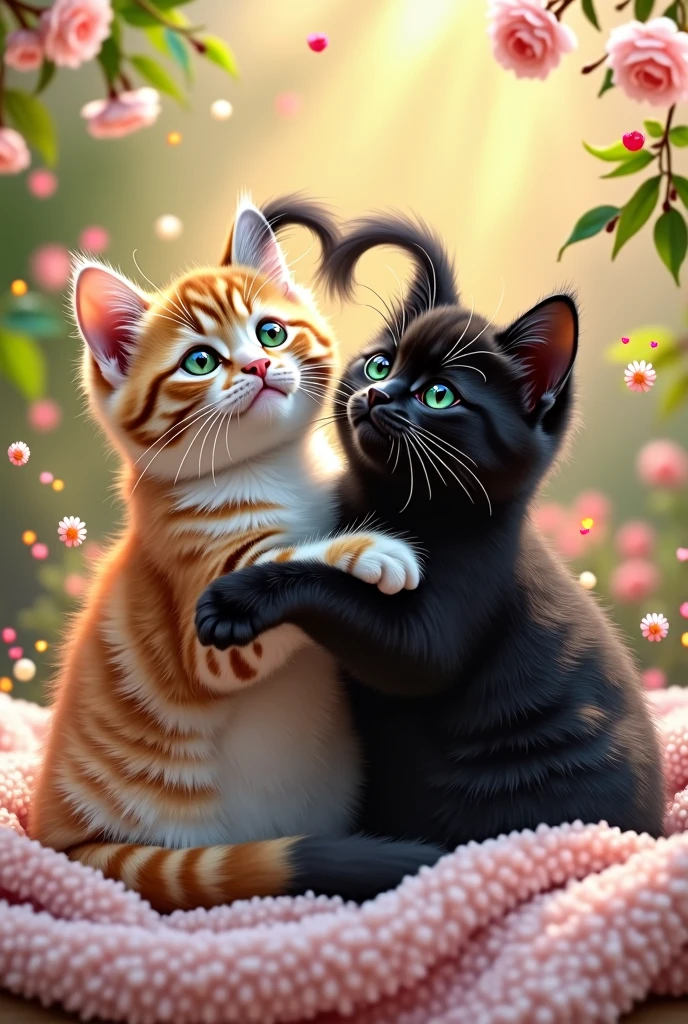 Two cats making a heart shape with their tails. Beautiful and adorable down to the last detail.High resolution,