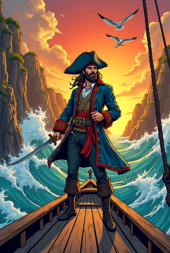 A comic strip about colonial-era piracy 
