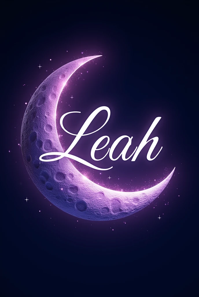 Logo with the name Leah on a moon with purple and blue color