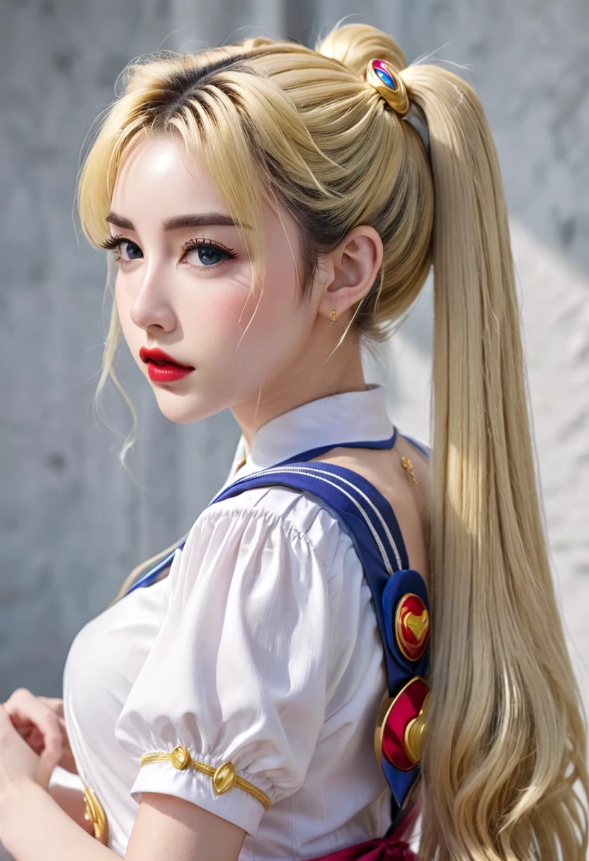 ((Masterpiece)), (Best Quality), (Ultra Detailed), ((Very Detailed)), 4K, (8K), Sailor Moon, Long Blonde Hair, Double Ponytail, Sailor Moon Aesthetics, Dream Core,