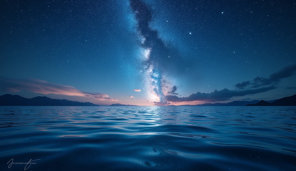 starの海, Spectacular、star々、Sea and Sky、milky way、Pale Light、ripple、Reflection of light、Infinite Universe、Silence of the Night