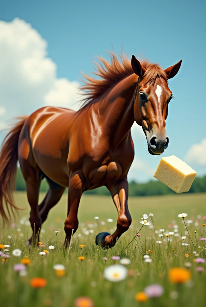 The tofu that flew into the side hit、Horse recoils from shock