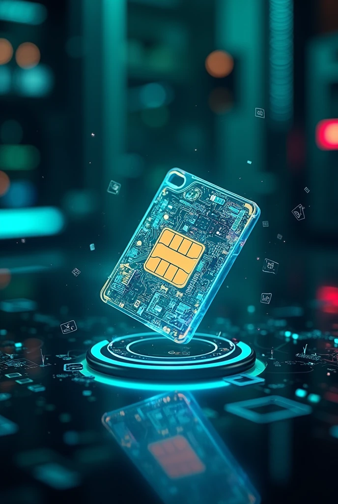 futuristic sim card or a chip with hightech Functions
