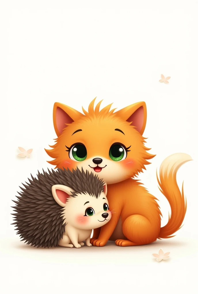 cat hedgehog on white background 