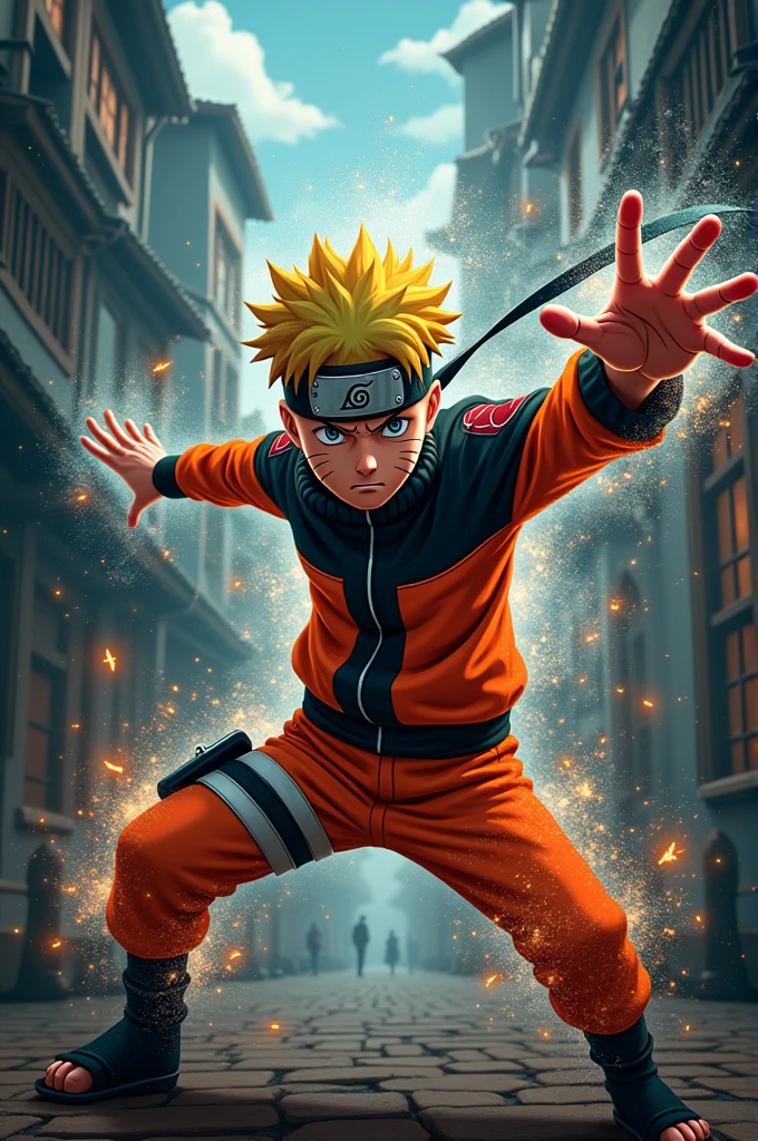 Generate a cool meme of Naruto Pain All Mighty Push ang Git Push