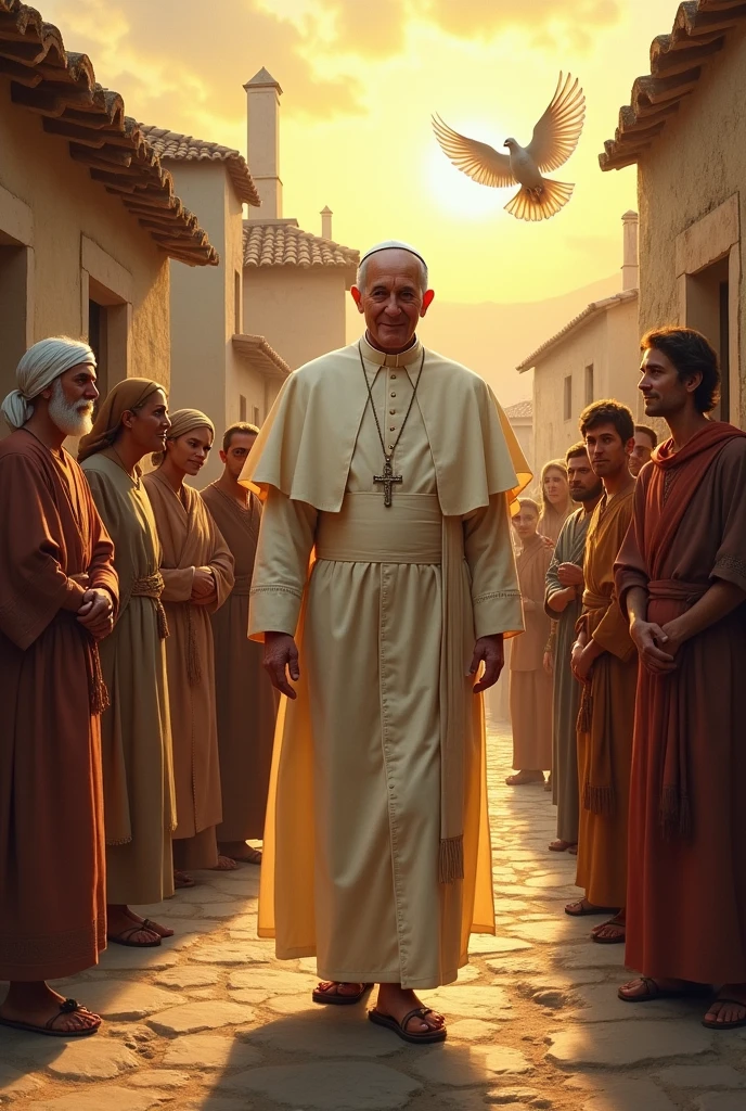 Pope Francis dressed in peasant clothing