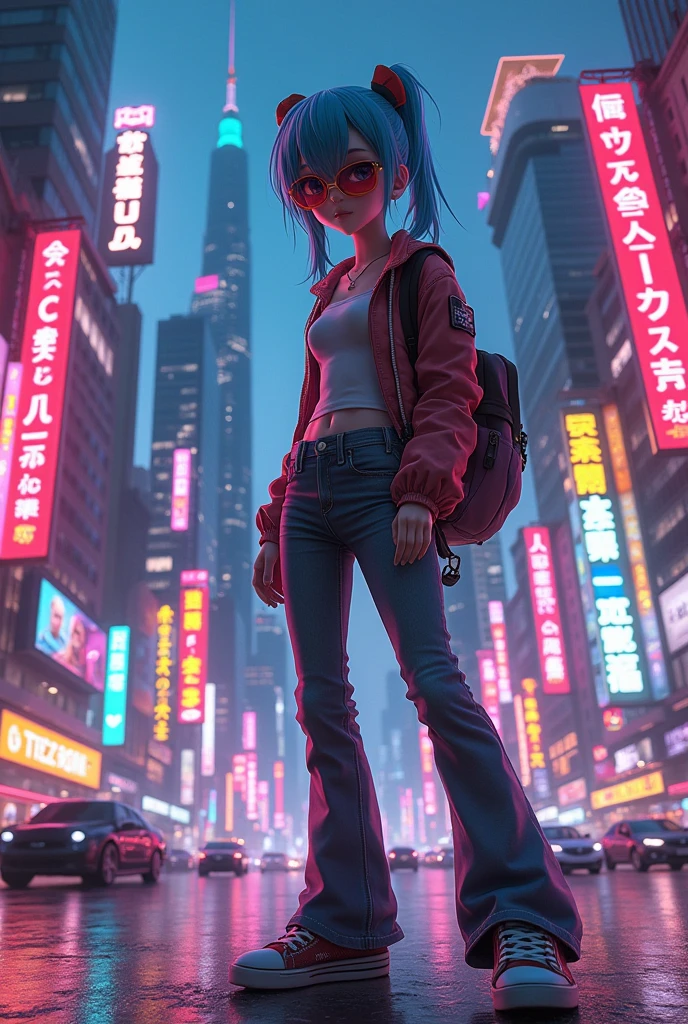 Futuristic anime with retro aesthetics