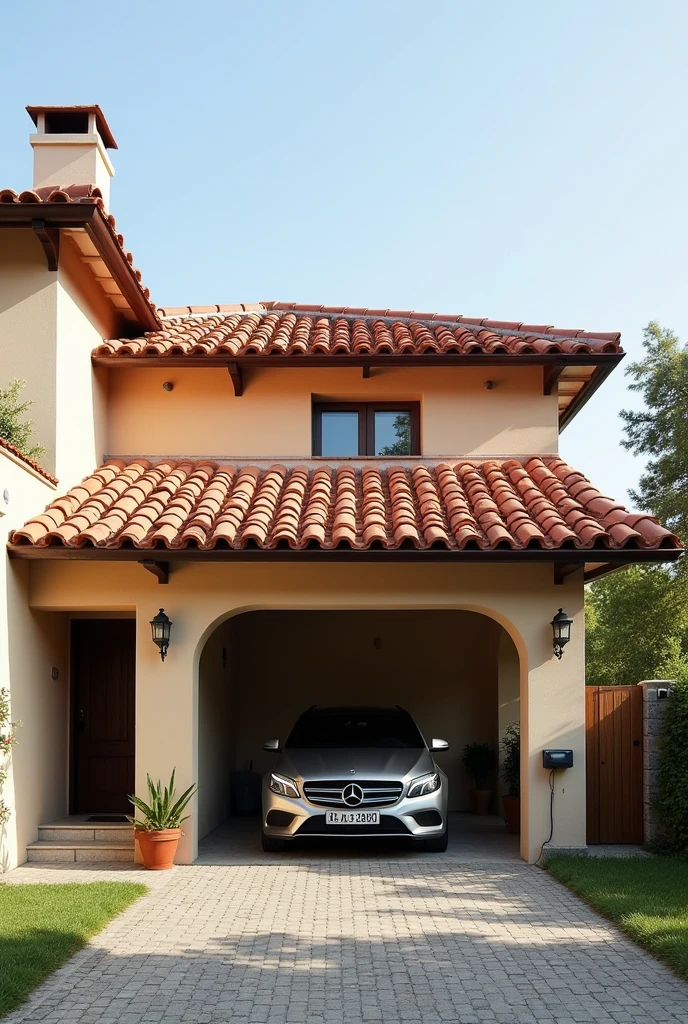 ceiling: ceiling a dos aguas con tejas de color terracota.
• Garage: Space for 1 vehicle.
• Image: detailed Essential Model.
Image of the house