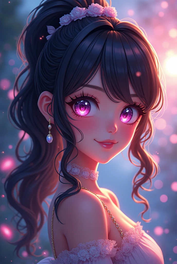 a sexy anime girl, 1girl, beautiful detailed eyes, beautiful detailed lips, extremely detailed face, long eyelashes, intricate hairstyle, anime style, highly detailed, masterpiece, 8k, photorealistic, vibrant colors, dramatic lighting, fantasy, cinematic composition