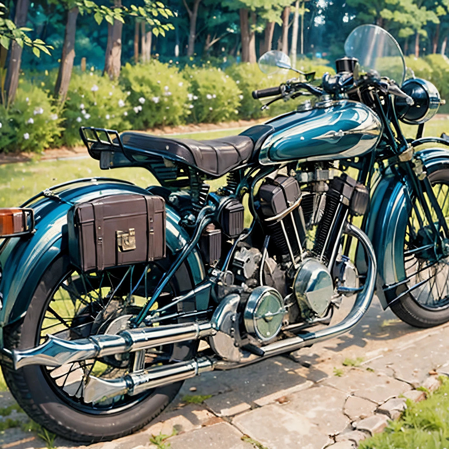 (masterpiece, Highest quality:1.2), 1 bike, alone, No humans, From the right、
