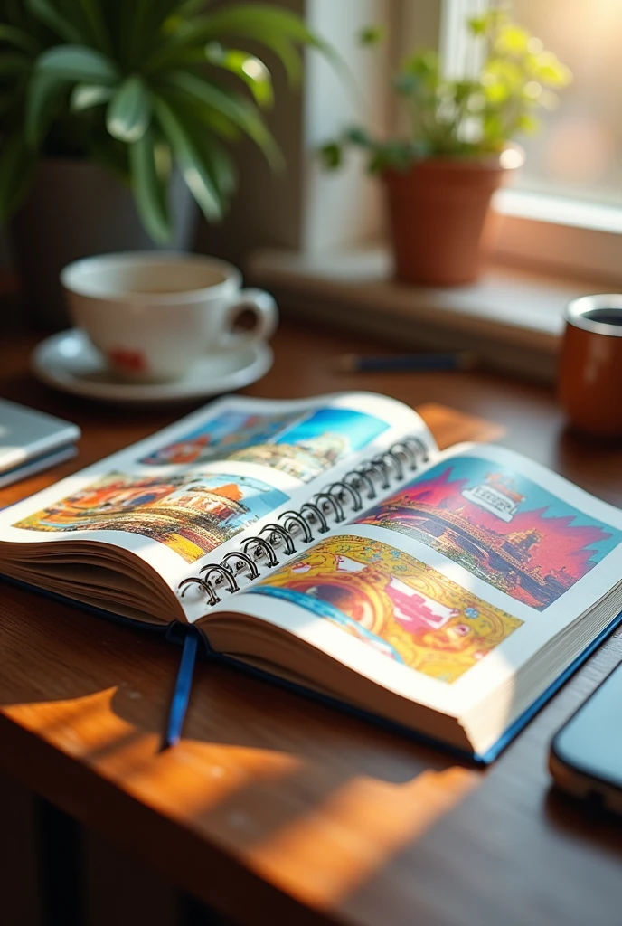 Open ring-bound notebook with advertising page separator
