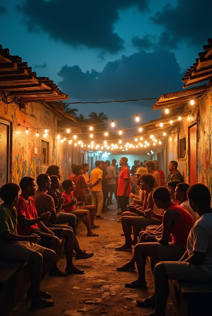 Um Baile,in favela,the night,People Smoking and Drinking 


