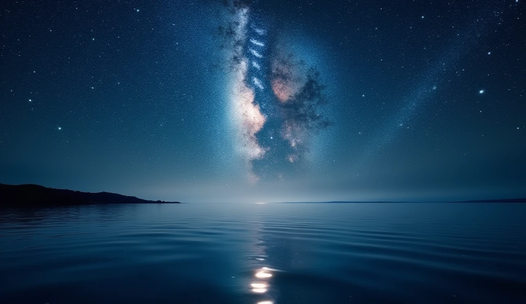 Starry Sky, Spectacular、star々、Sea and Sky、milky way、Pale Light、ripple、Reflection of light、Infinite Universe、Silence of the Night