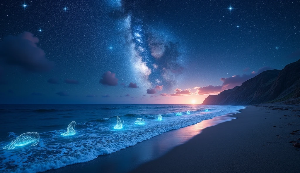 Starry Sky, Cosmic、unlimited、輝くstar、coastline、Mysterious、starの道、deep sea、star々、no gravity