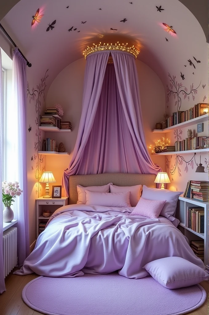 give me an image of rapunzel's 7yo daughter's bedroom.