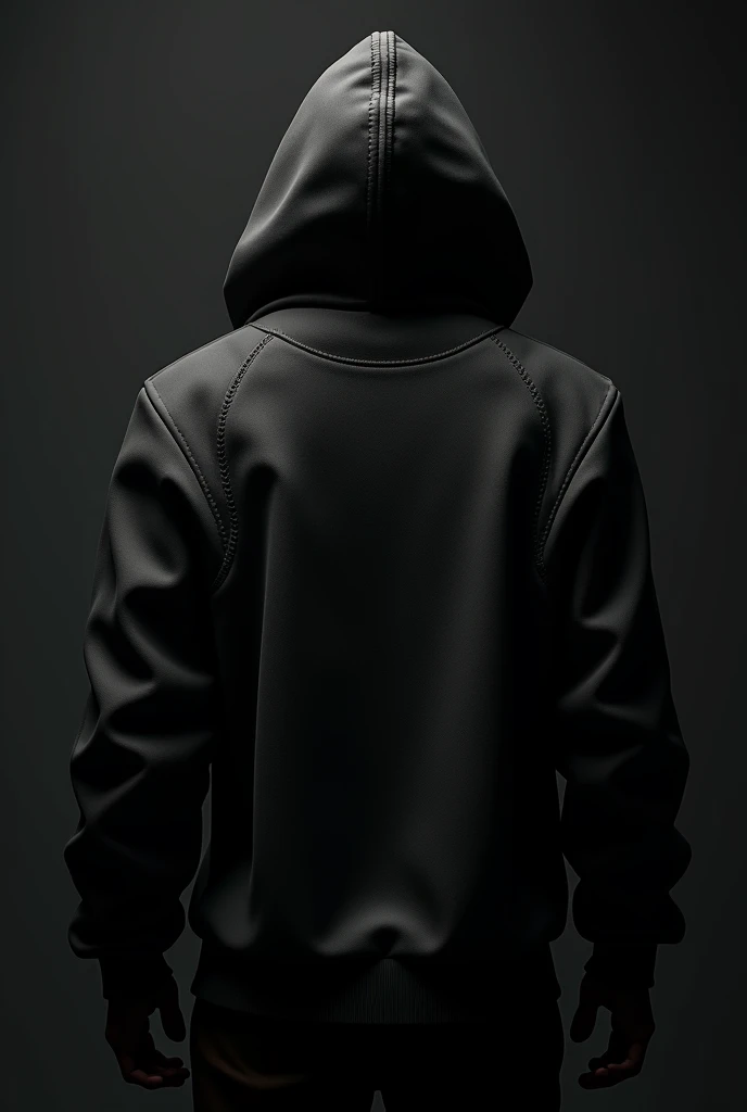 hooded sweatshirt, color black, em 3d mockup. darkness background, front and back
