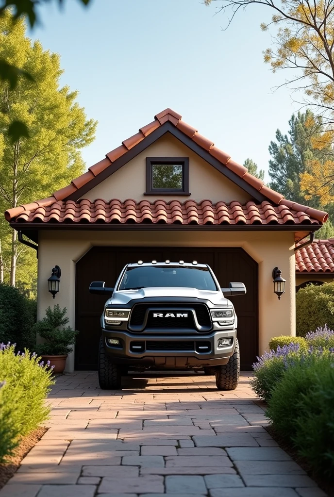 ceiling: ceiling a dos aguas con tejas de color terracota.

• Garage: Space for 1 vehicle preferably a Ram trx • Image:  detailed Essential Model.

Image of the house