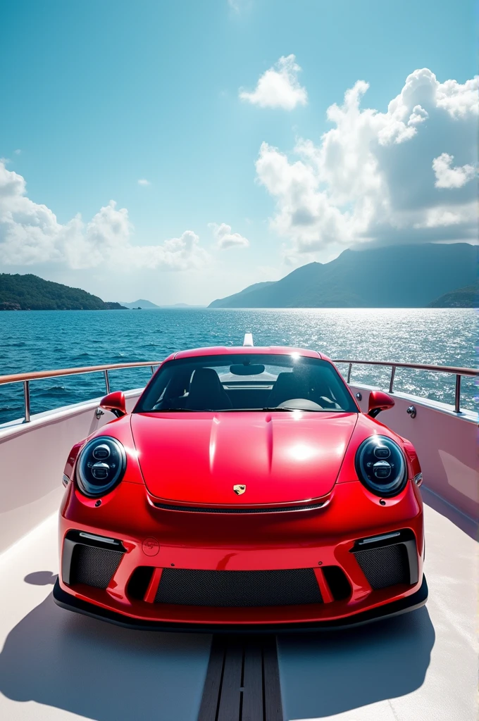 Porsche GT3 car on boat background