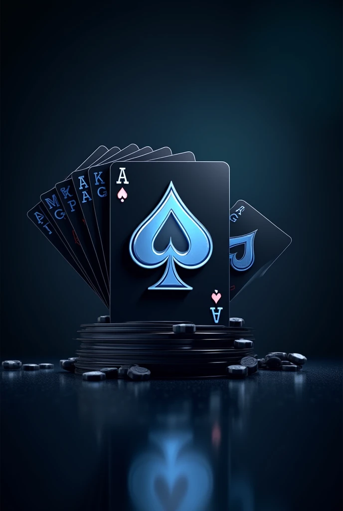 Black shot name logo with poker cards in black, blue and white