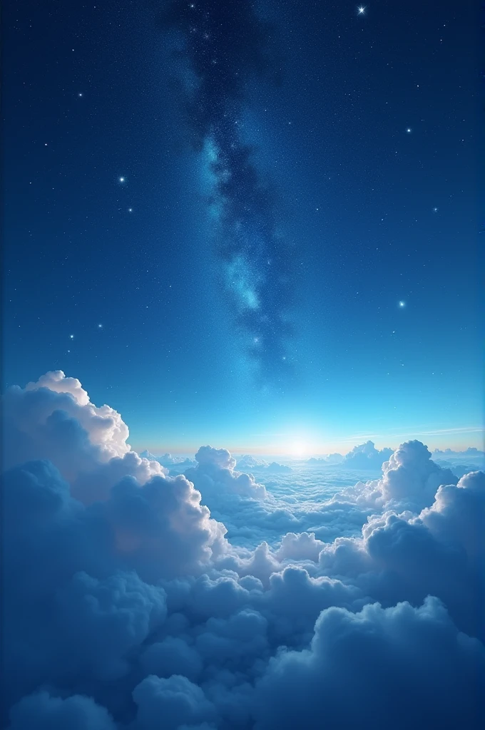 Creat a realistic image having full of unique stars . Theme should be sky blue and white 