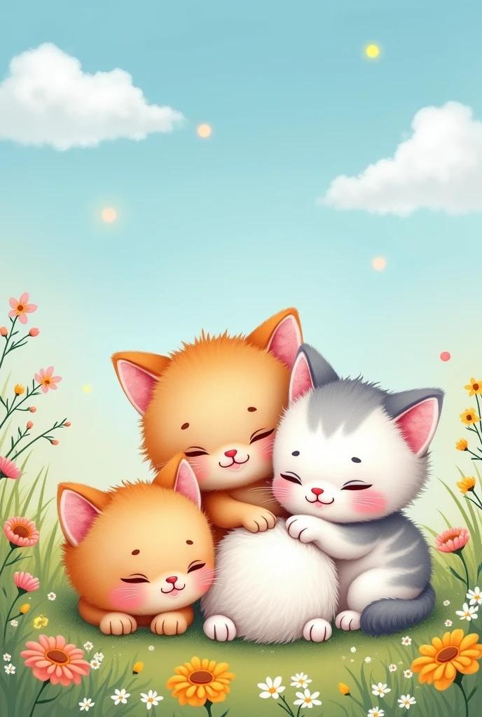 Create a cute and delicate drawing of some kittens, the drawing should not be aimed at realism.