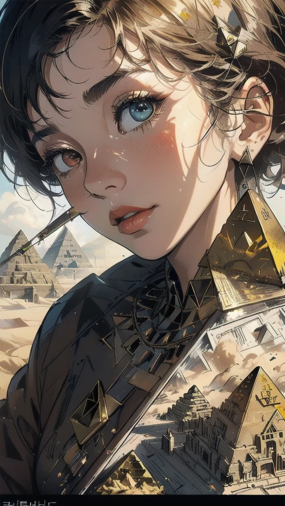 (((masterpiece, highest quality))),(((solo:1.2))),(((1girl:1.2))),32k wallpaper, very detailed, poster, vintage science fiction,(((((geometric cinematic movie poster))))), ((((bauhaus)))),(((abstract))),((((mid century modern)))),(((((portfolio))))),(((((Close-up))))),(((((bust up))))),((((more various angle)))),(((highlight))),((((heterochromia)))),(((complete. detailed face))),(((Extremely talented))),(((most complecated machine))),(((Overall colorfully))),((((((Absolutely simple background)))))),(((pyramid,sandstorm)))