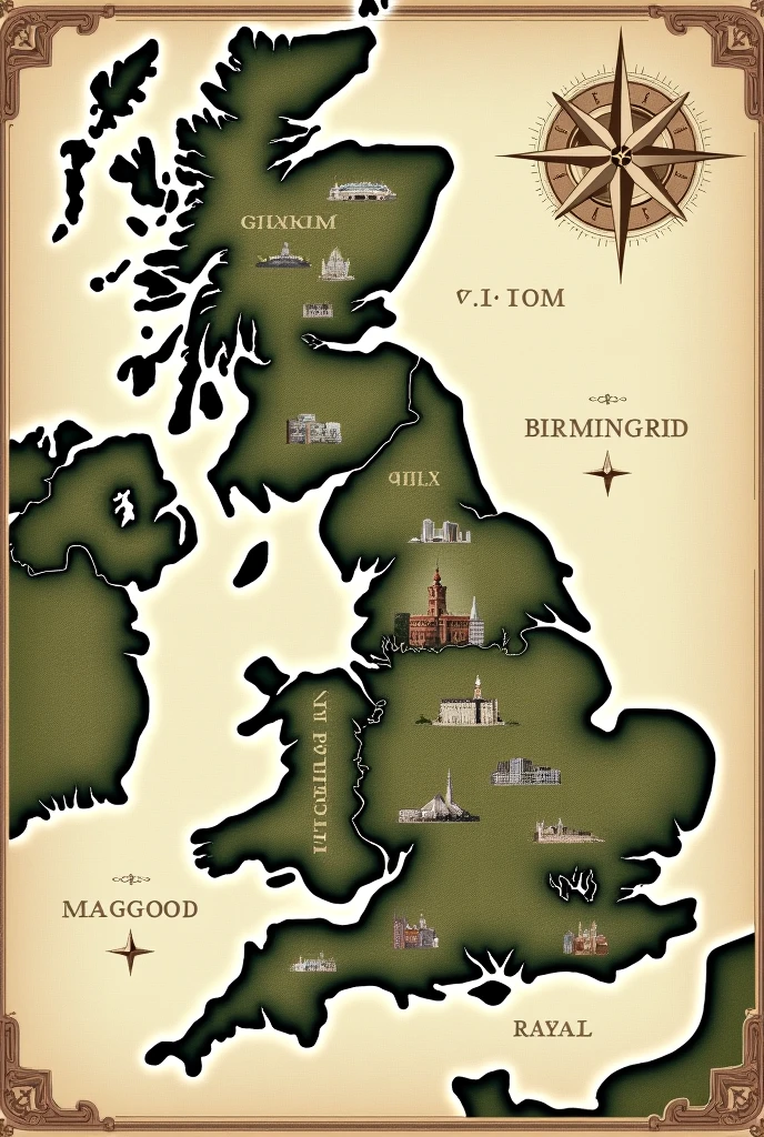 Generate a map of England and locate the following cities: Birmingham, Glasgow, Leeds, Liverpool, Manchester, Sheffield, Wolverhampton.