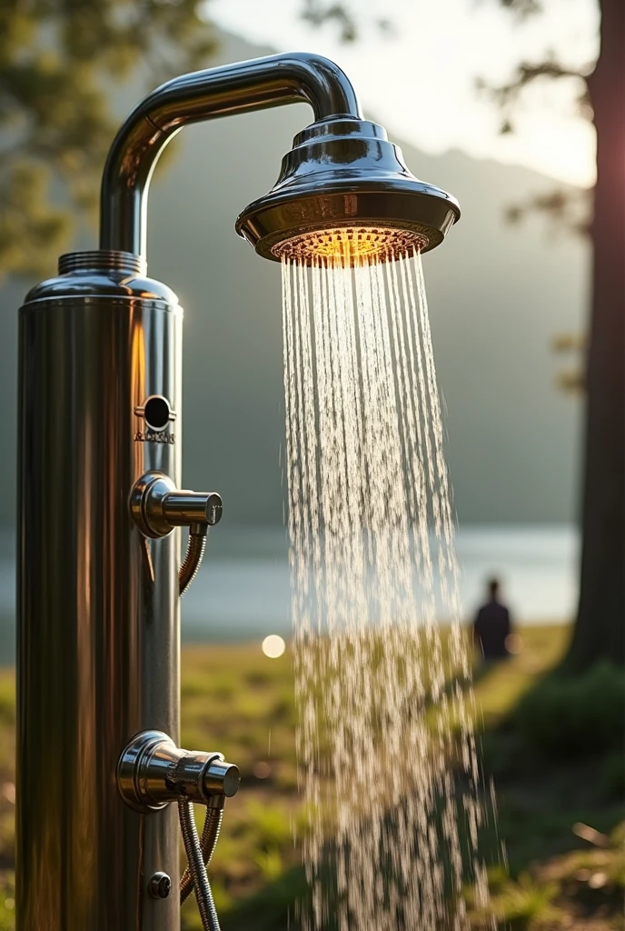 a portable shower HEATER with a shower head with high end design with a tank
