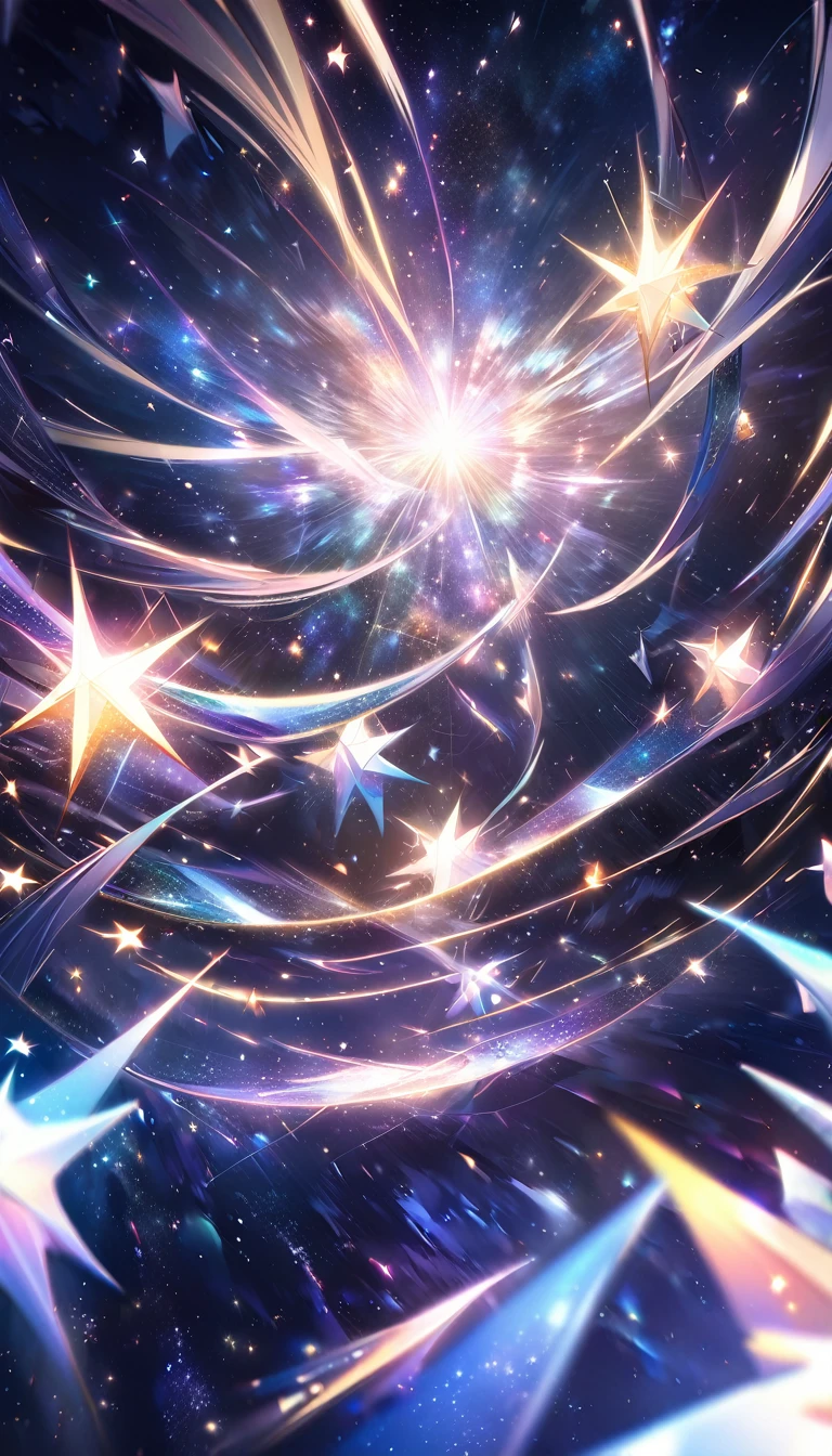 starry sky, sea of ​​stars, galaxy, iridescent star dust, rays line effects, glitter effects, conceptual installation fantasy art, 2.5D, delicate and dynamic, artistic, hyper, graphic CG digital art