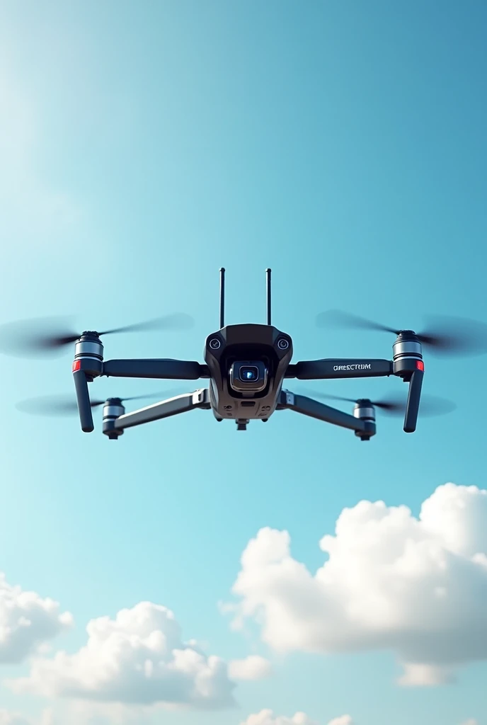 4 rotor drone with the center or middle has antennas top and botton