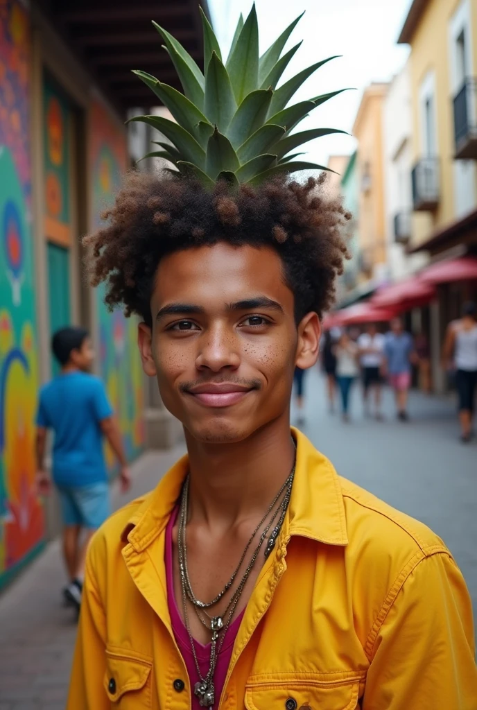 Photo of a Peruvian named Isaac Jalca (Young person) and with pimples and pineapple head and ugly.