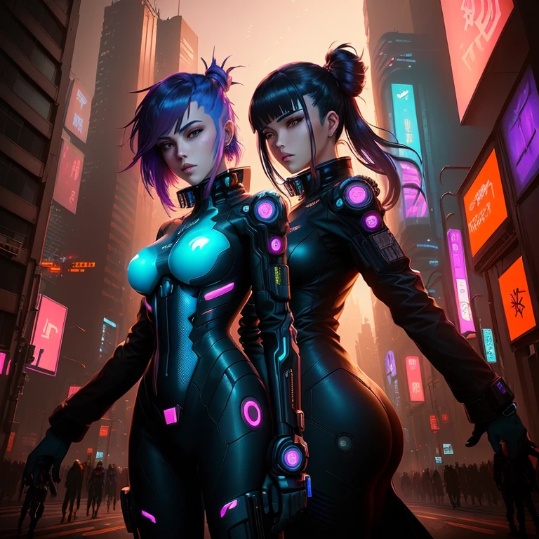 woman in futuristic suit standing against city background, cyberpunk anime art, anime cyberpunk art, high quality cyberpunk art, cyberpunk art, ghost in shell art style, cyberpunk art, digital cyberpunk anime art, digital cyberpunk - anime art, style Raymond Swanland, advanced digital cyberpunk art, female gender cyberpunk anime girl, in the style of ghost in the shell