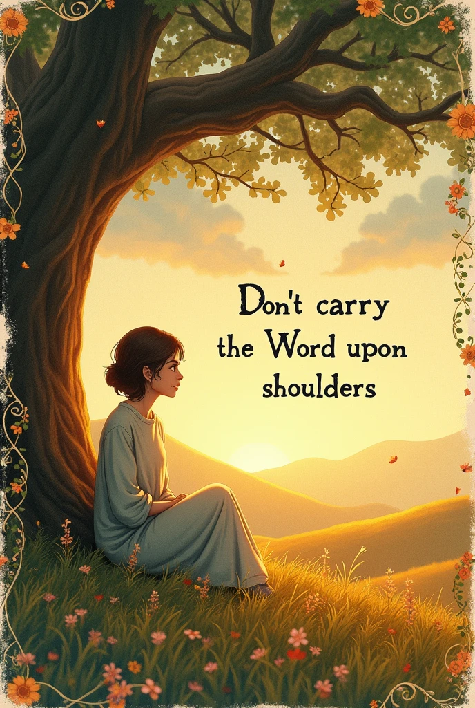La frase don't carry the Word upon your shoulders en una postal