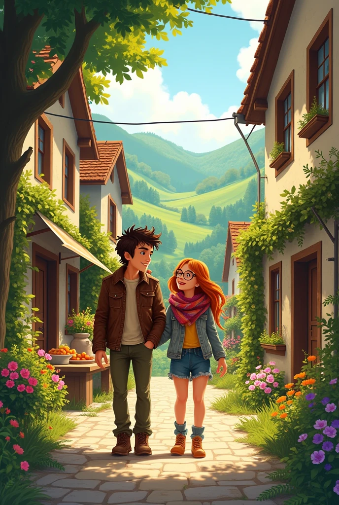 A scene of a village is shown in which two friends live