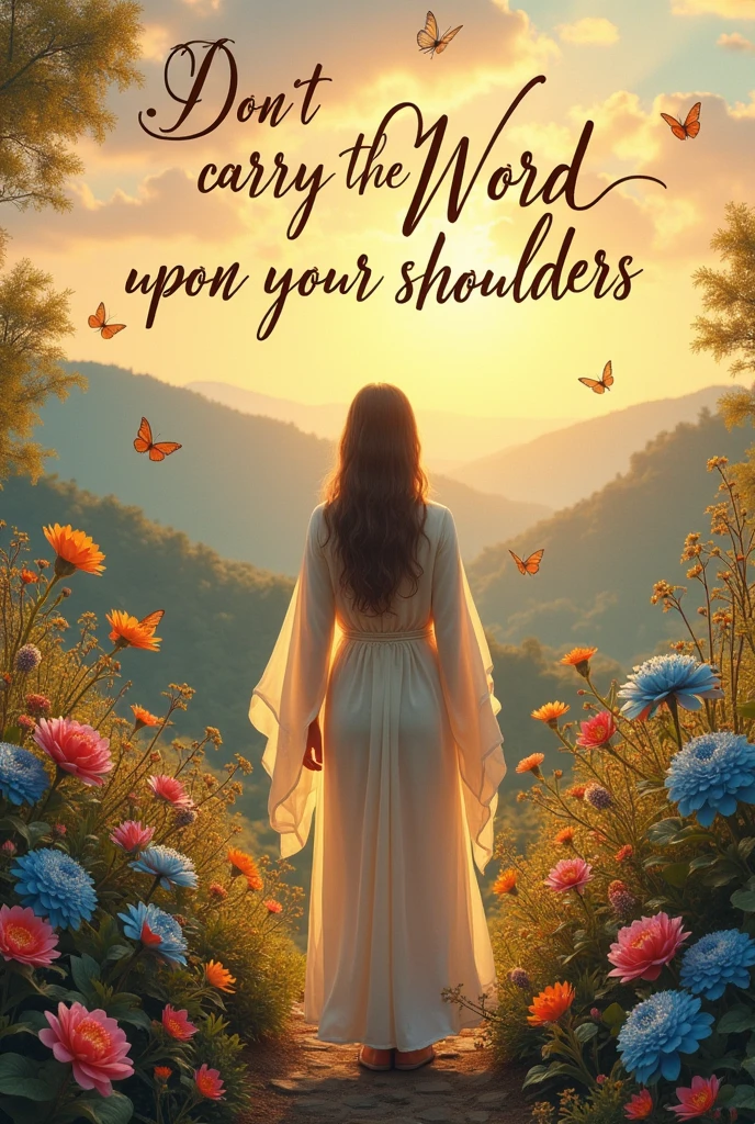 La frase don't carry the Word upon your shoulders en una postal