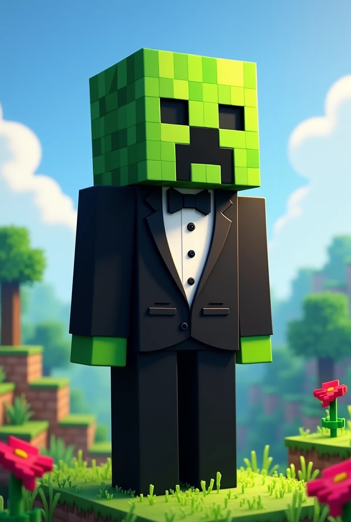 Crie um creeper de terno pretro minecraft

