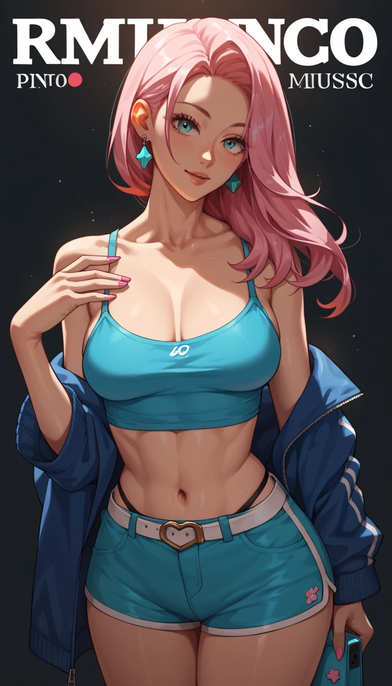 phonk music cover, sexy pose, 1 anime girl