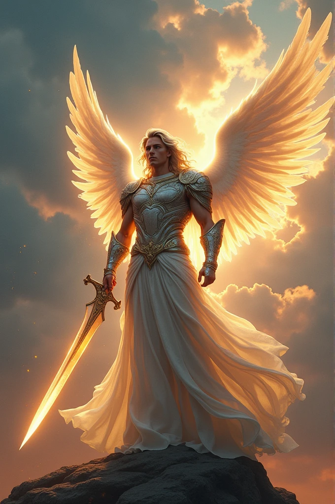 male angel holding sword 