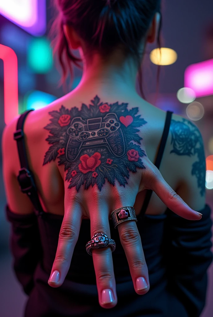 Gamer tattoo design on hand