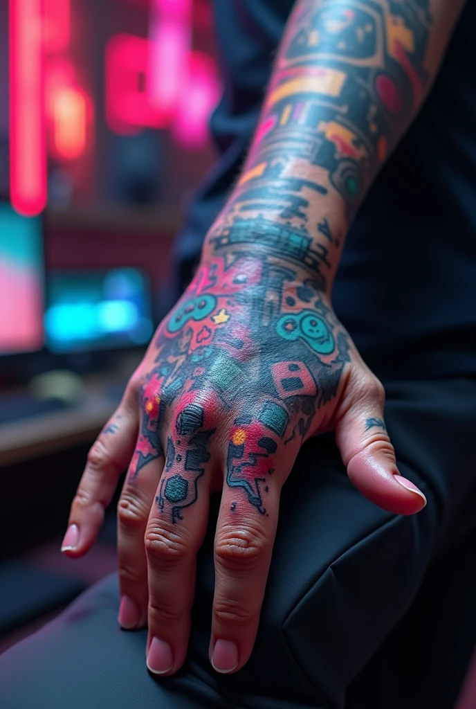 Gamer tattoo design on hand