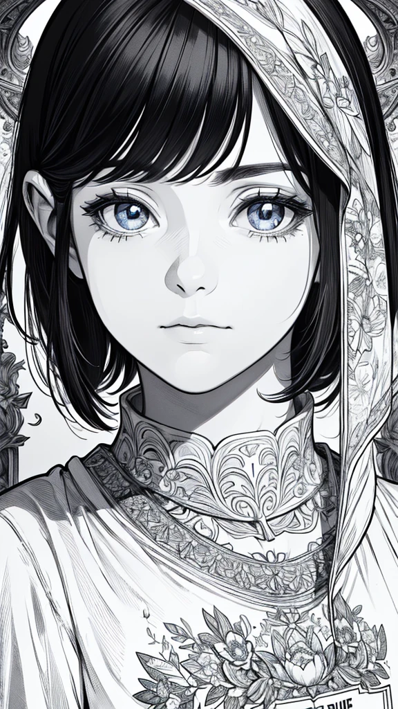 (hyperrealistic), (8K), (extremely detailed), (best illustration), (beautiful detailed eyes), (best quality), (ultra-detailed), (masterpiece), (wallpaper), (detailed face), solo, (t-shirt:1.1), looking at the audience, exquisite details, medium length hair, black hair, closed mouth, bangs,