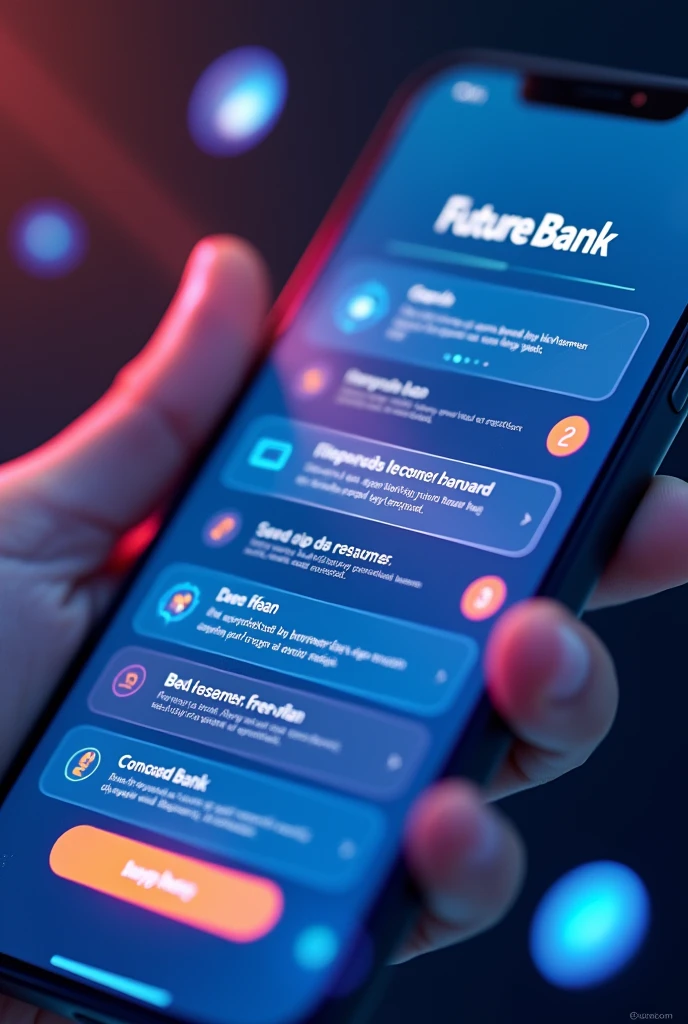 Make me an image in Spanish of a digital bank application where it shows the steps to make a loan from that app, that it is a close-up image and that it has the name of the bank that would be "Future Bank"