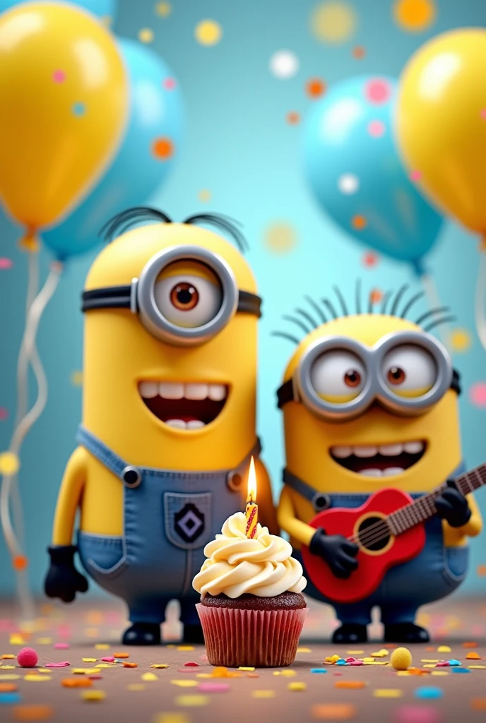 Minions birthday invitation with Kevin, Stuard y Bob