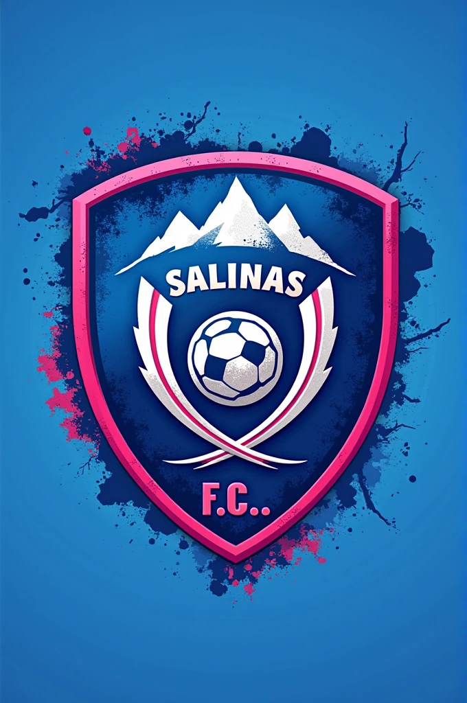Football shield Blue color, pink and white With 3 peaks Salinas f.c