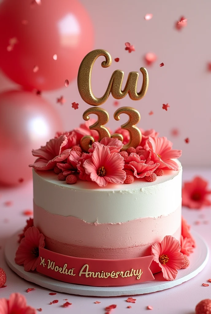 cake that says CW 33. Happy 48th anniversary you can make it varied with white and red
