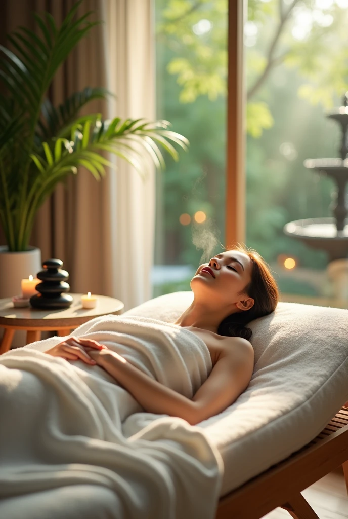person lying on stretcher receiving relaxing therapy
