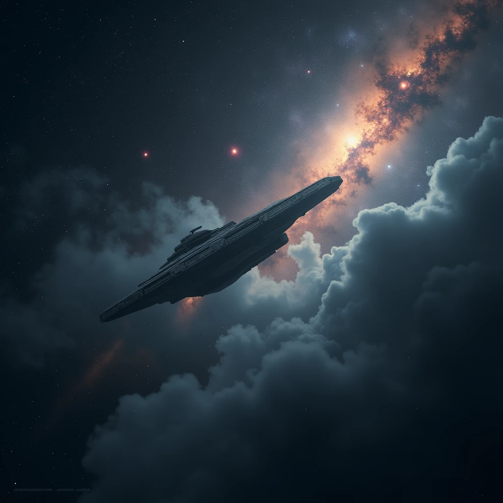 a small lonely spaceship in the vast starry universe, dramatic scale contrast, spaceship centered in the frame, highly detailed, cinematic lighting, volumetric lighting, photorealistic, 8k, award winning, concept art, dramatic composition, moody atmosphere, deep space, glowing stars, nebulae, depth of field, volumetric fog, god rays, realistic textures, intricate details, hyperrealistic, dramatic shadows, cinematic color palette, beautiful lighting, masterpiece